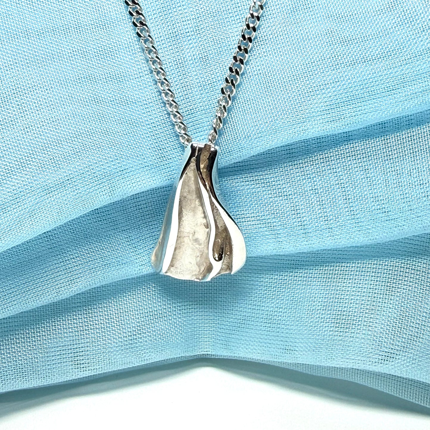 Abstract shaped solid necklace sterling silver pendant