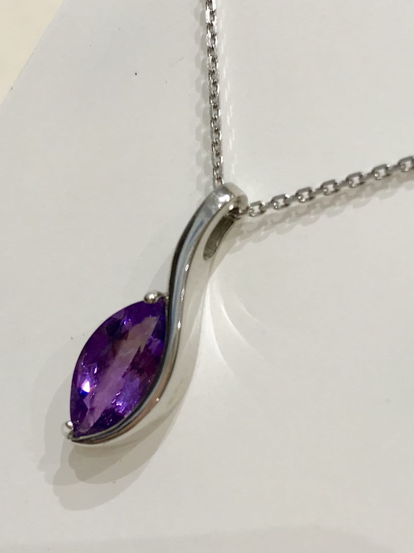 Amethyst Purple Marquise White Gold Necklace