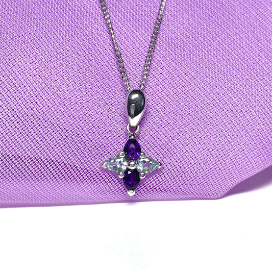 Amethyst and blue topaz necklace pendant