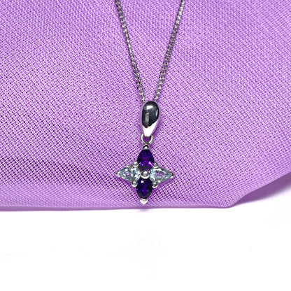 Amethyst and blue topaz necklace pendant