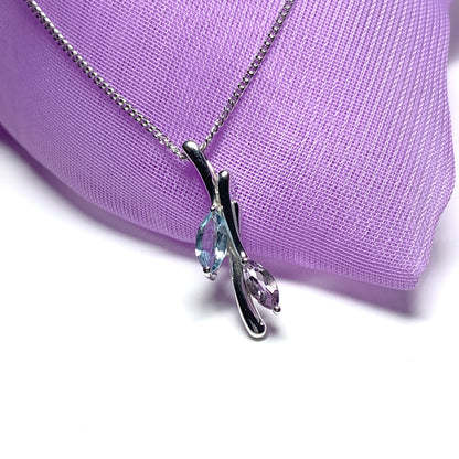 Amethyst and blue topaz swirl necklace pendant