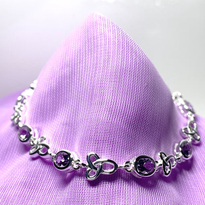 Amethyst bracelet oval sterling silver Celtic design