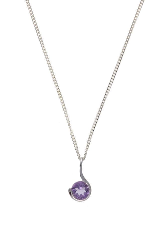 Amethyst round silver necklace