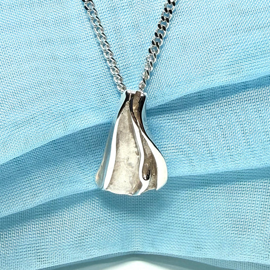 Abstract shaped solid necklace sterling silver pendant