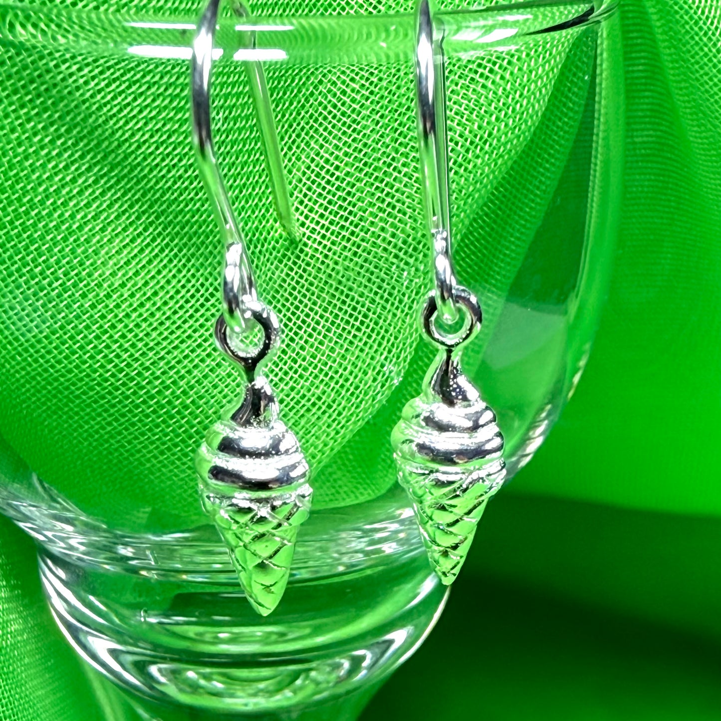 Ice cream shaped drop earrings sterling silver drop design