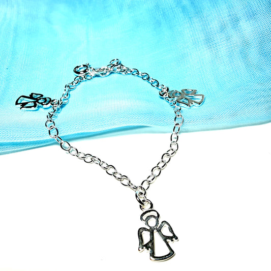 Angel shaped solid sterling silver bracelet