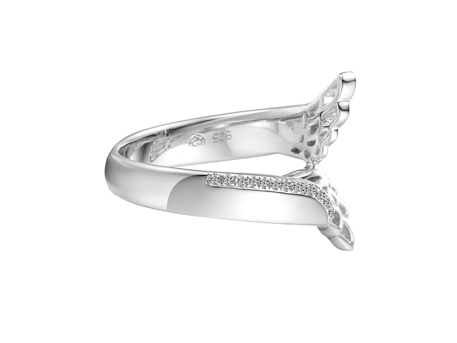 Angel wings ring dress cocktail cubic zirconia sterling silver