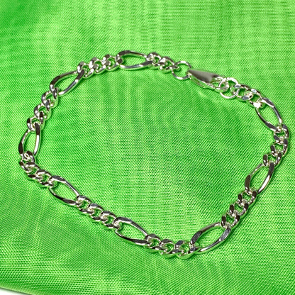 Men's bracelet solid sterling silver heavyweight 8.5 inch 3 + 1 figaro