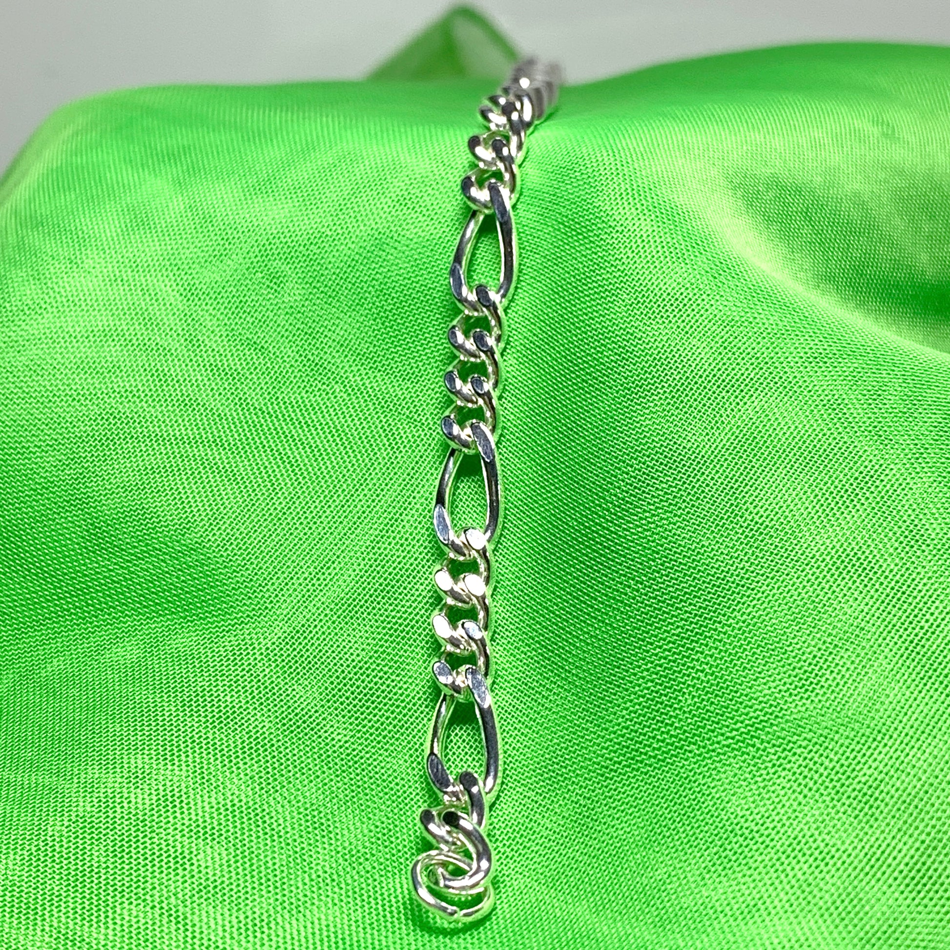 Anklet 3 + 1 Figaro Solid Sterling Silver Ankle Chain