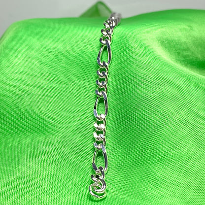 Anklet 3 + 1 Figaro Solid Sterling Silver Ankle Chain