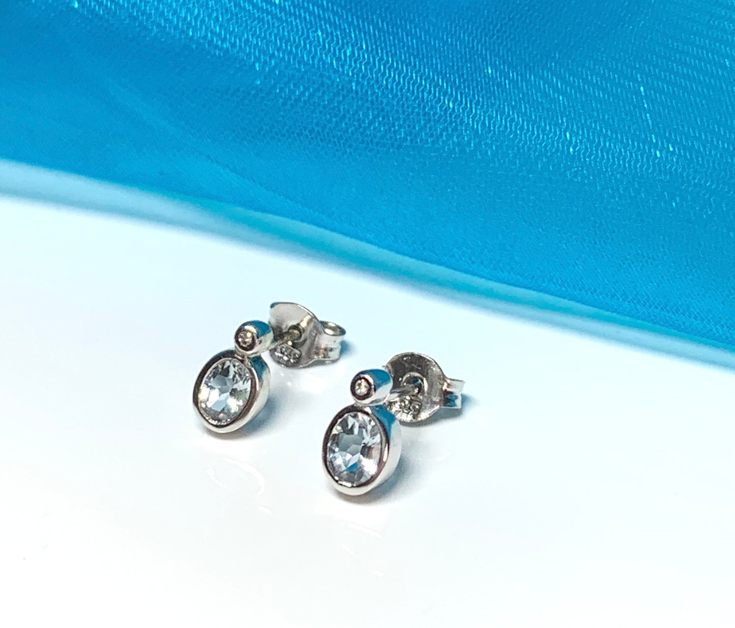 Aquamarine And Diamond 9 Carat White Gold Earrings