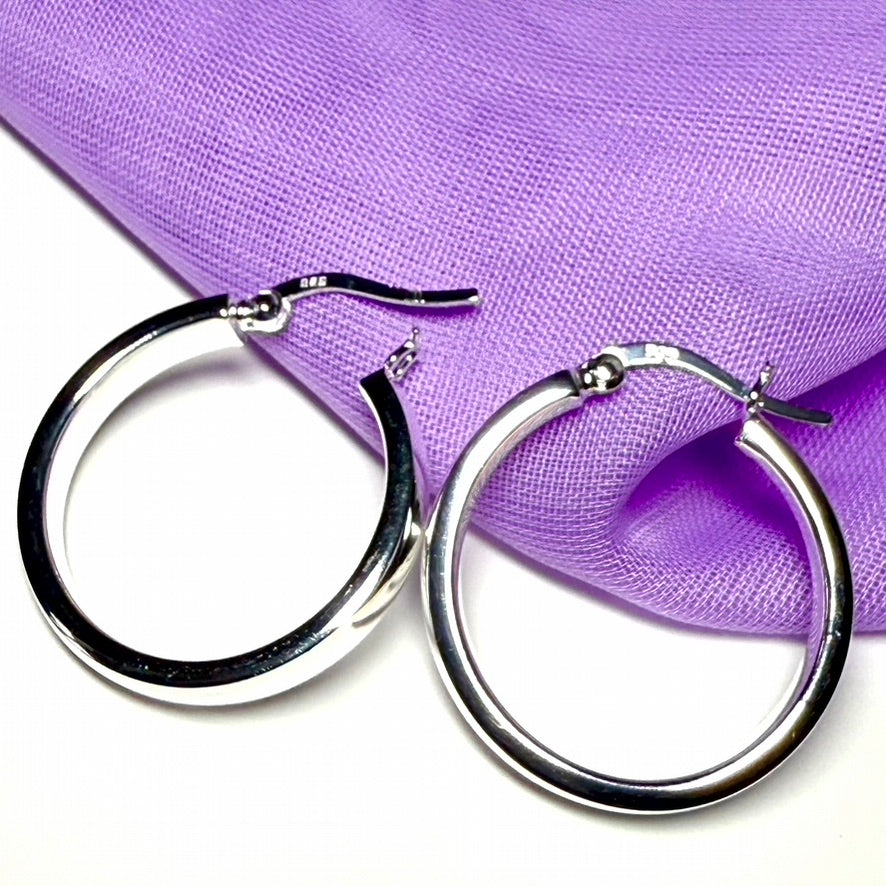 24 mm sterling silver hoop earrings round