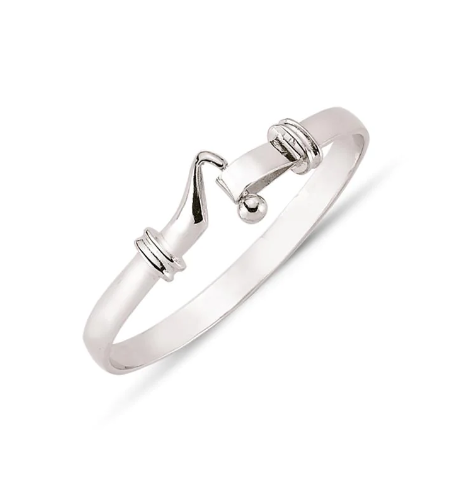 Baby's sterling silver shepherds hook in ball loop bangle