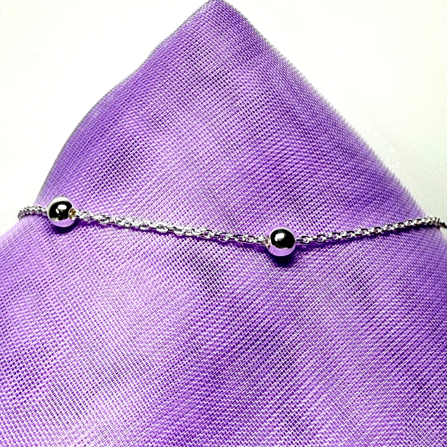 Ball bobble shaped charm bracelet ladies solid sterling silver