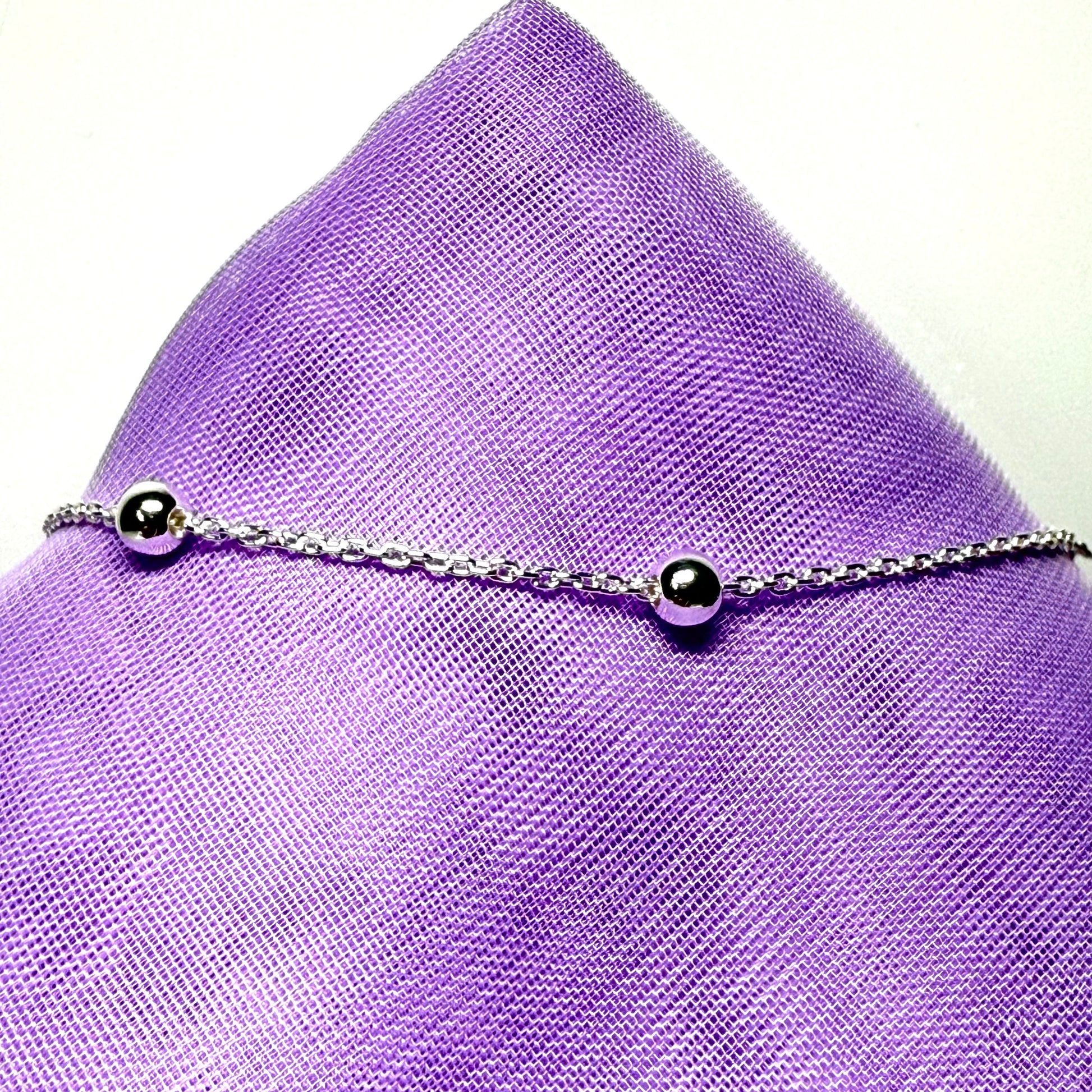 Ball bobble shaped charm bracelet ladies solid sterling silver