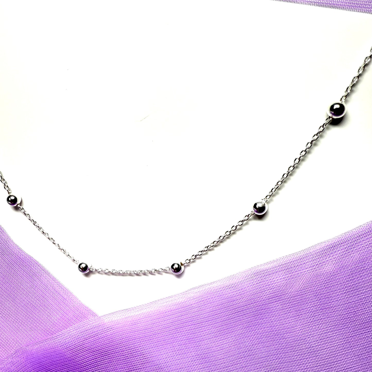 Ball bobble shaped charm necklace ladies solid sterling silver chain