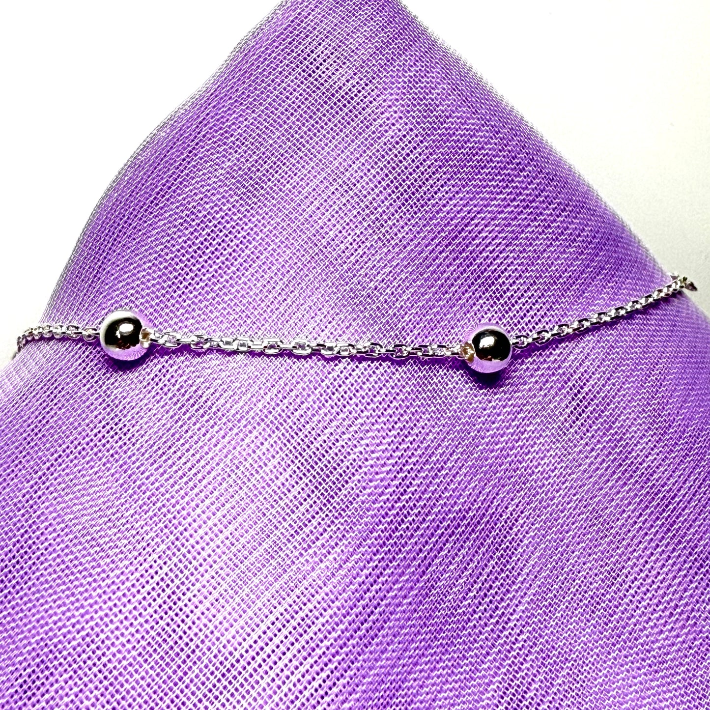 Ball bobble shaped charm bracelet ladies solid sterling silver
