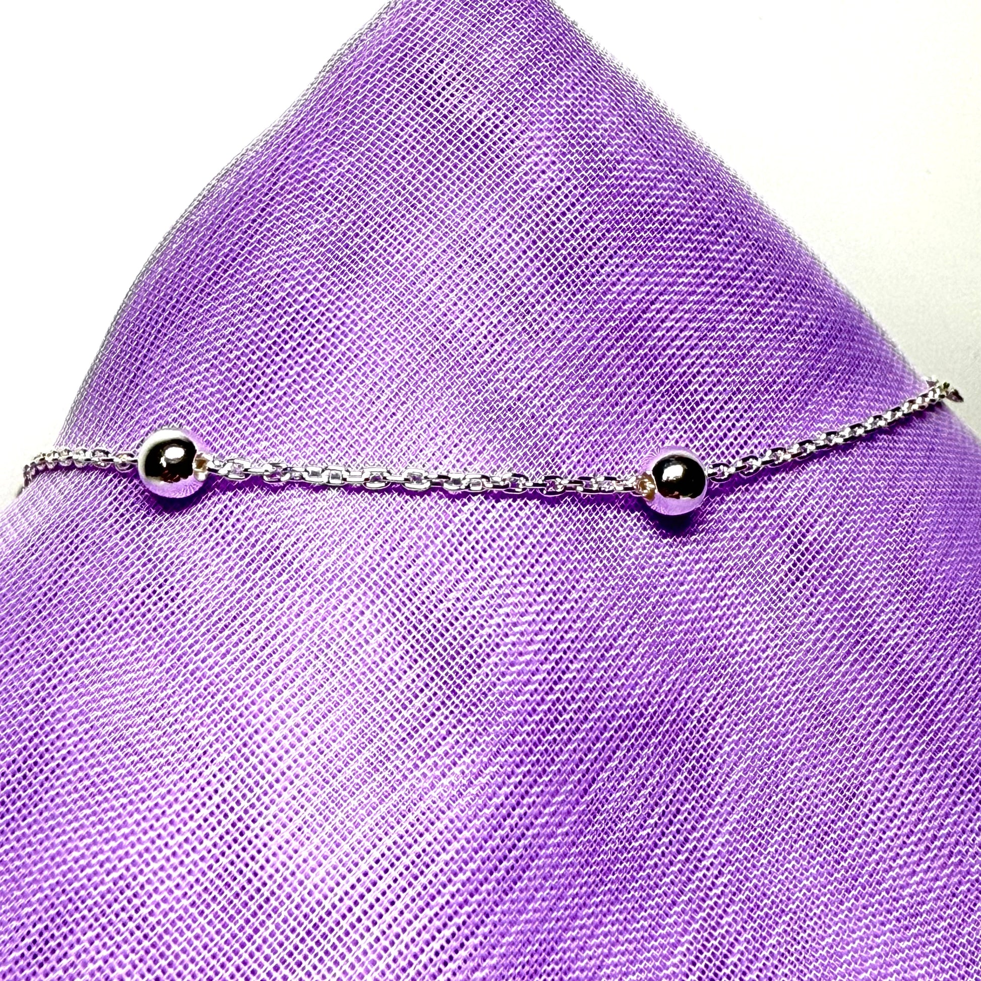 Ball bobble shaped charm bracelet ladies solid sterling silver