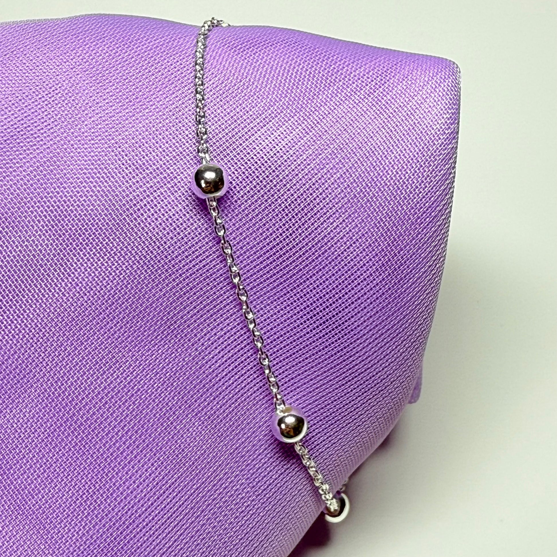 Ball bobble shaped charm bracelet ladies solid sterling silver