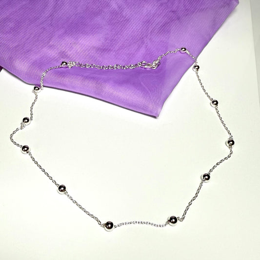 Ball bobble shaped charm necklace ladies solid sterling silver chain
