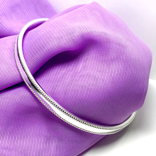Bangle sterling silver beaded edge solid round classic design