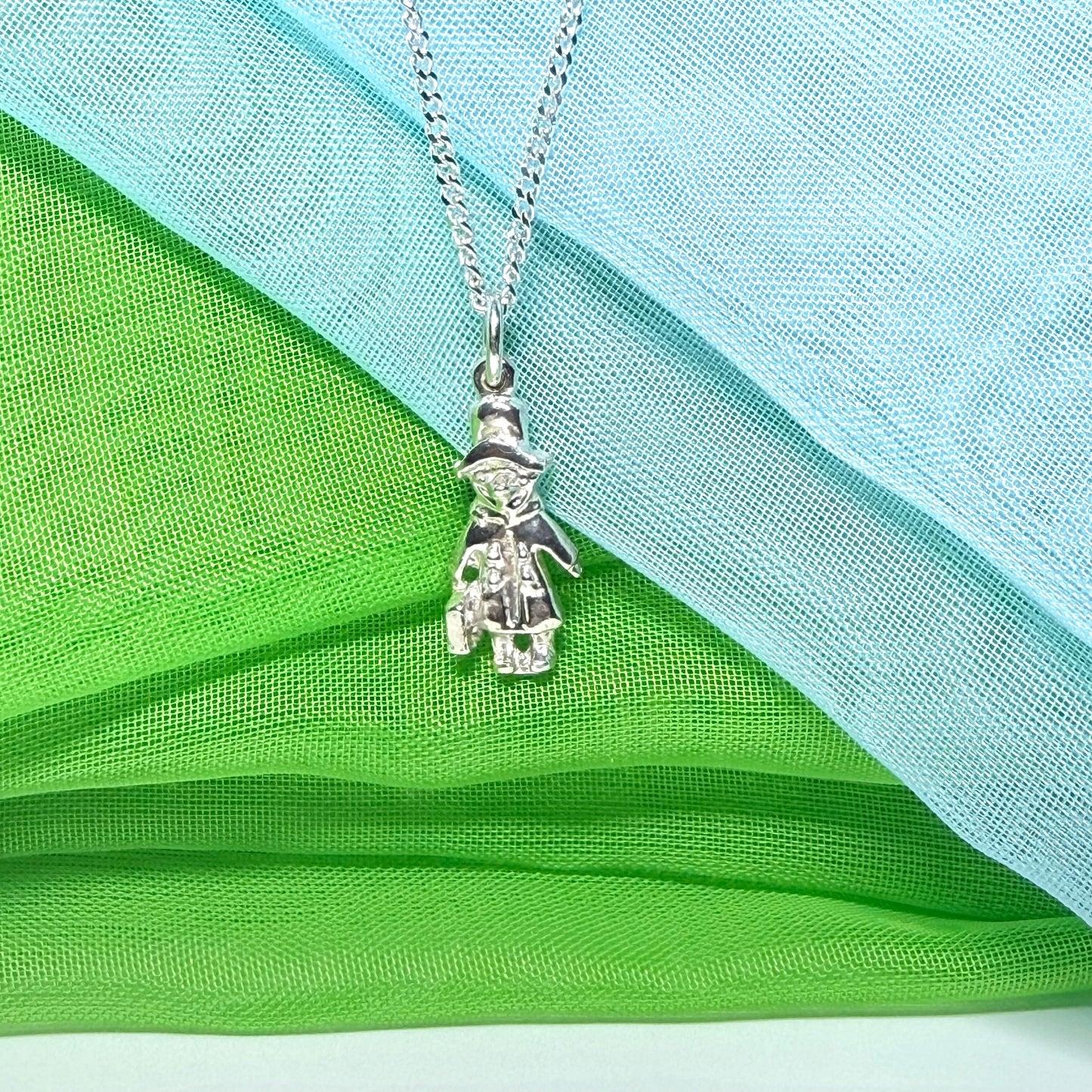 Bear With Suitcase Necklace Sterling Silver Pendant
