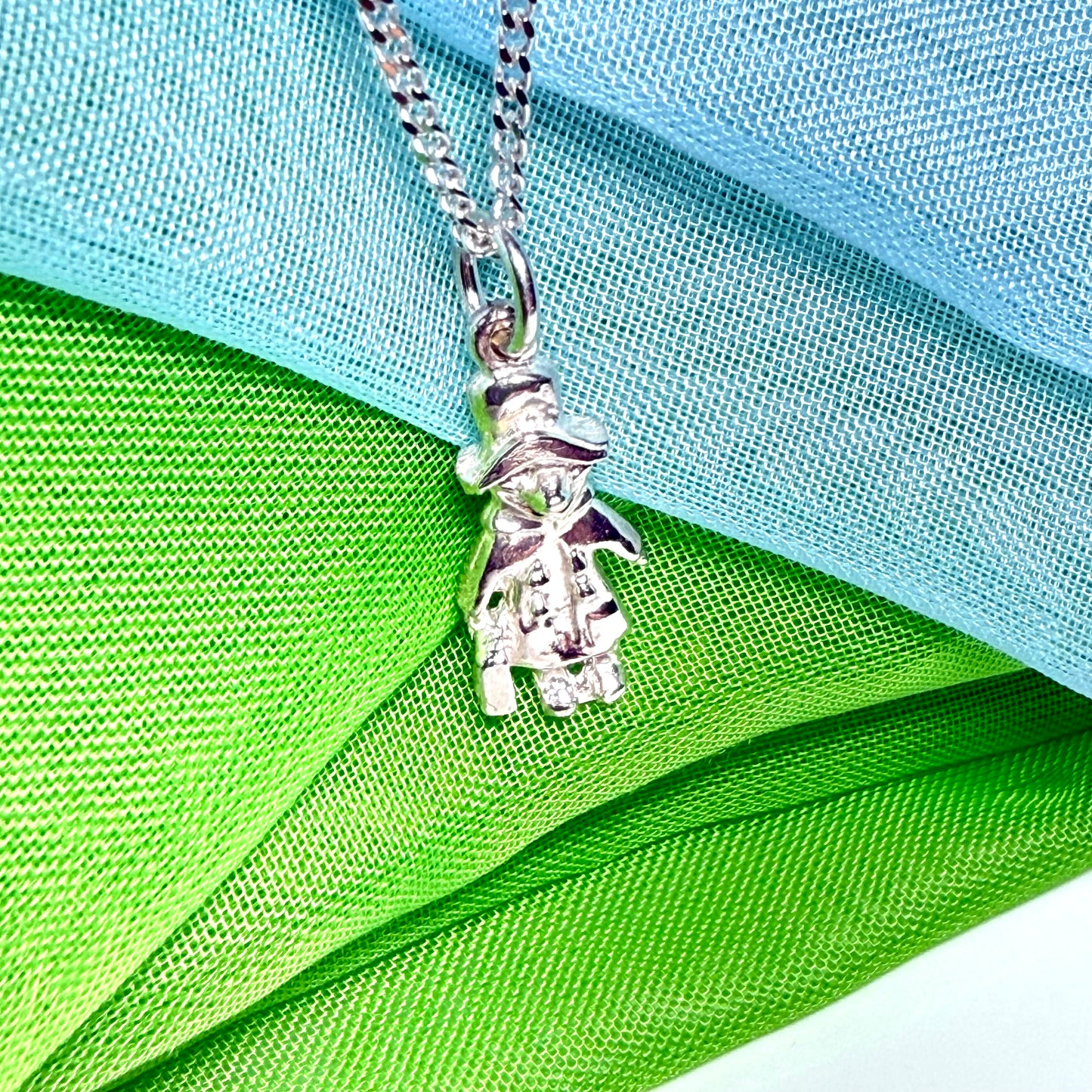 Bear With Suitcase Necklace Sterling Silver Pendant