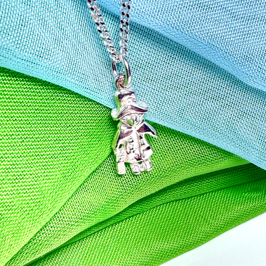 Bear With Suitcase Necklace Sterling Silver Pendant