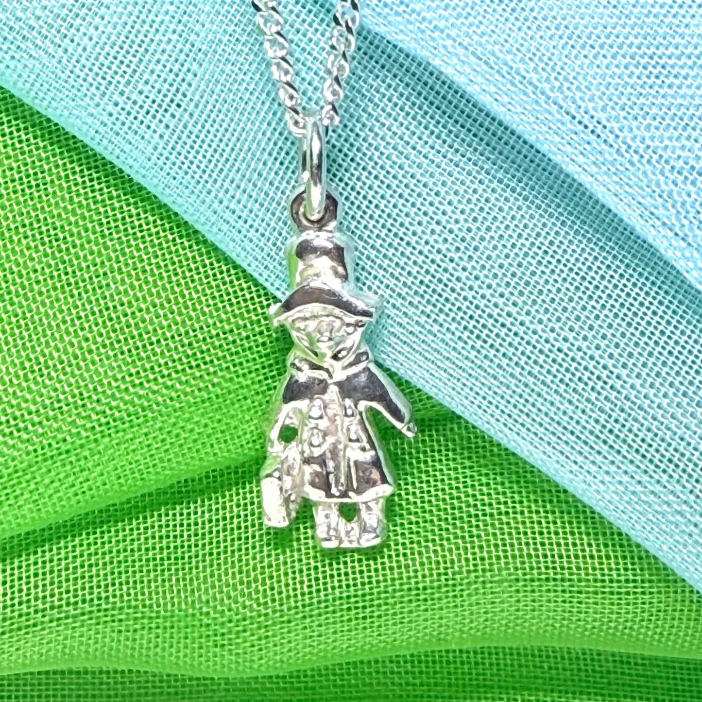 Bear With Suitcase Necklace Sterling Silver Pendant