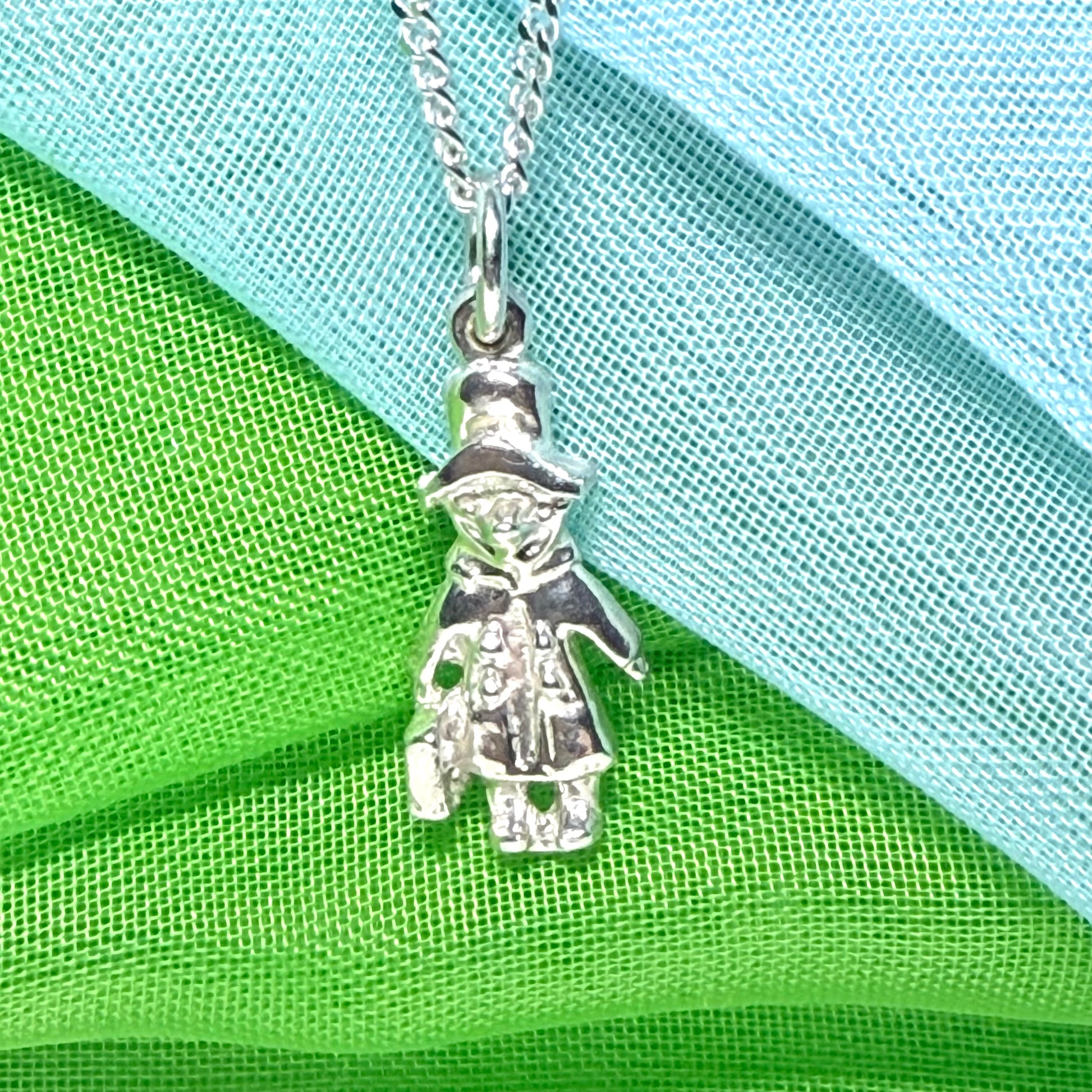 Bear With Suitcase Necklace Sterling Silver Pendant