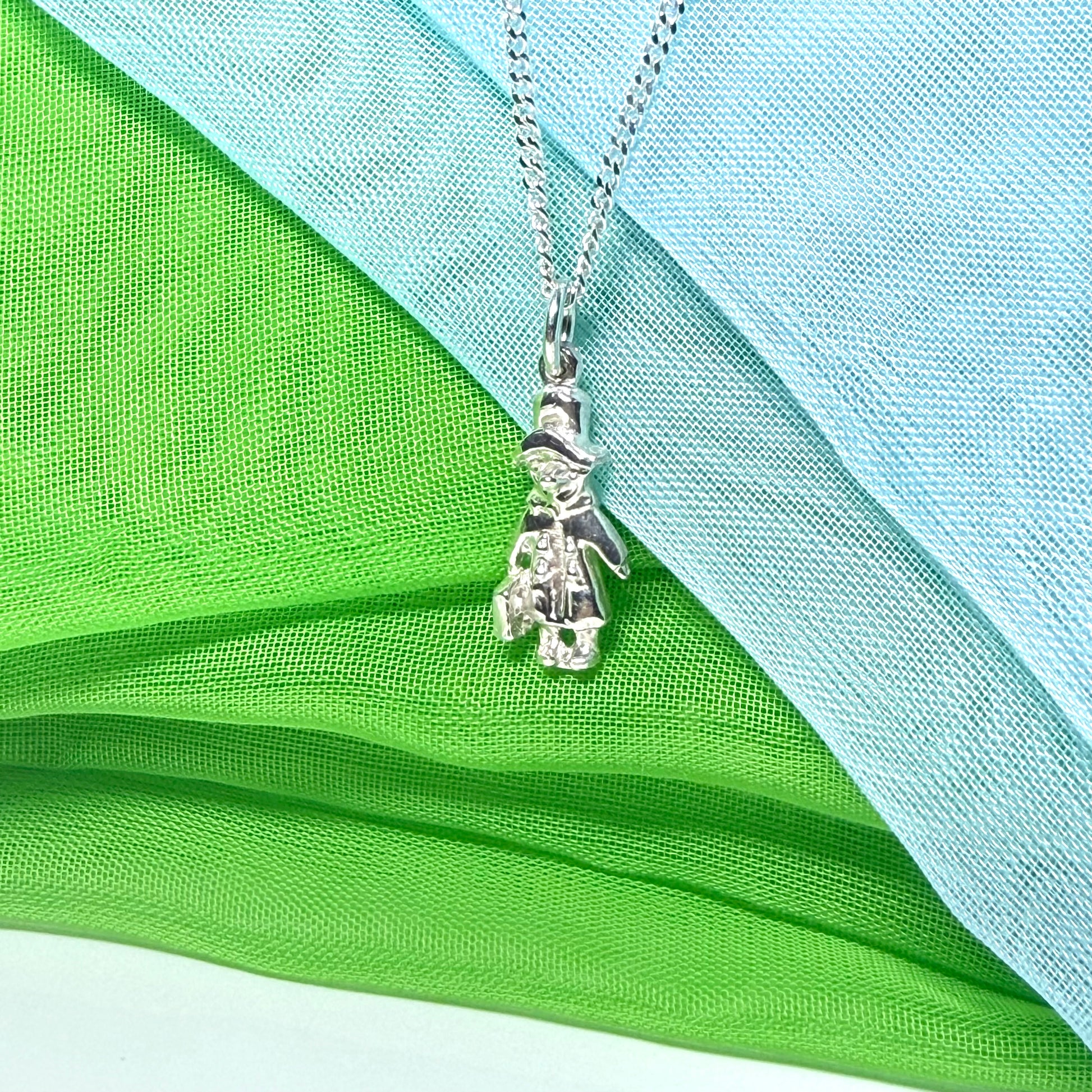 Bear With Suitcase Necklace Sterling Silver Pendant