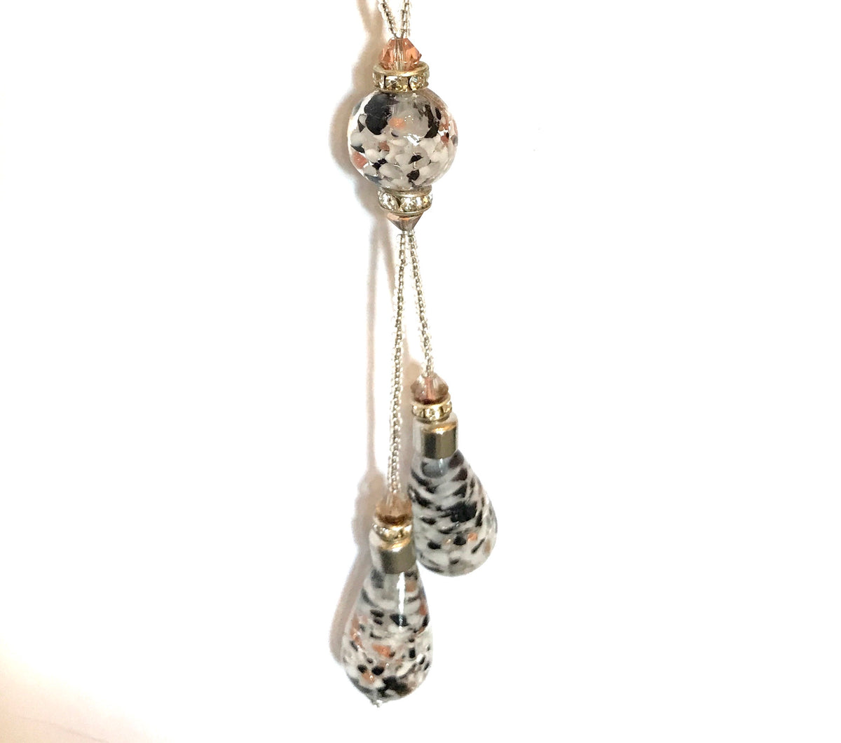 Beautiful black white and gold dropped beaded real Murano glass necklace