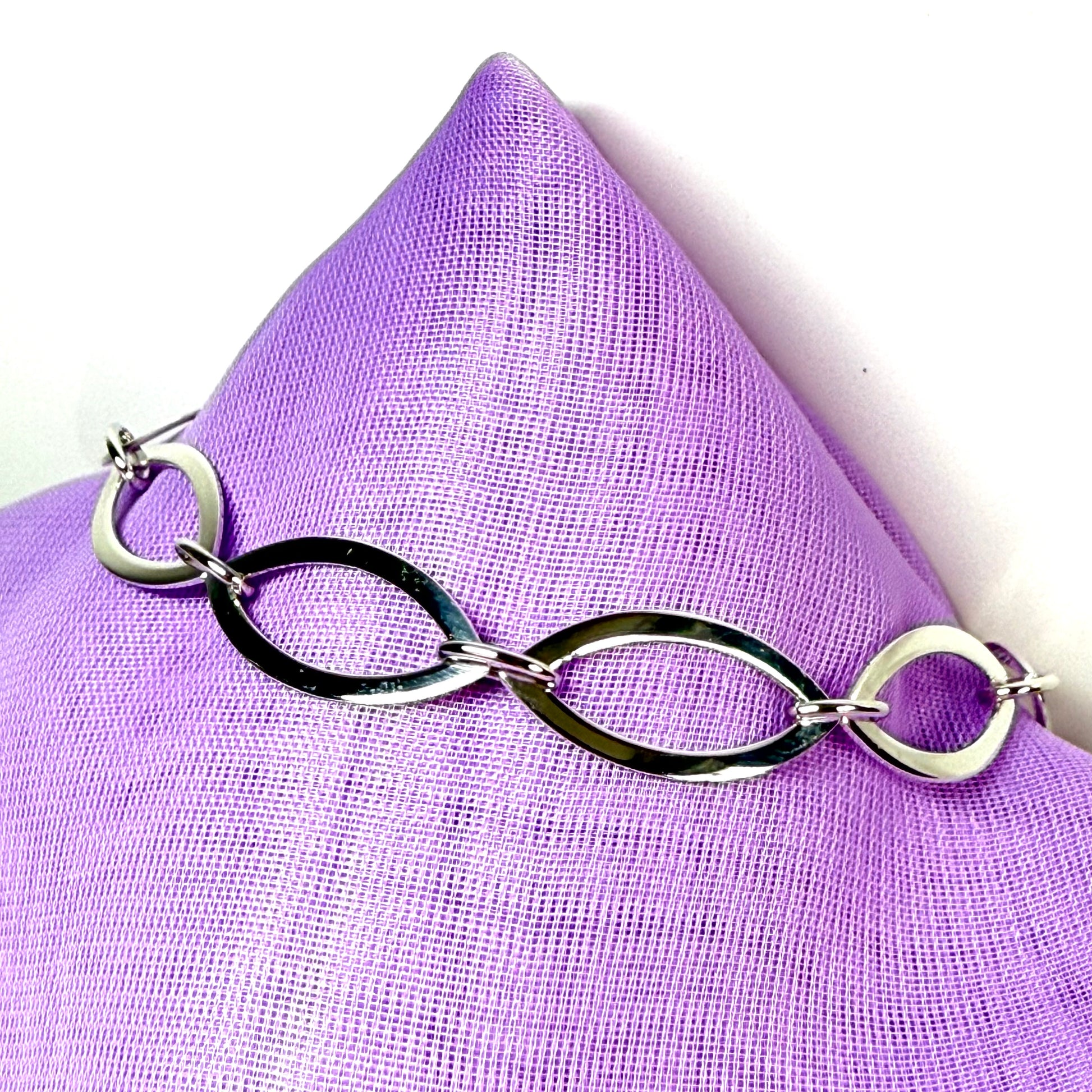 Marquise shaped solid sterling silver ladies bracelet