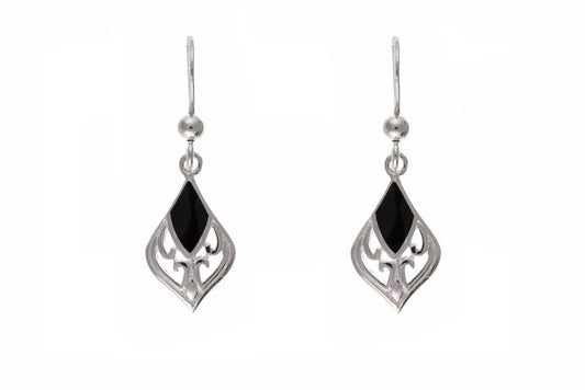 Black onyx sterling silver drop earrings