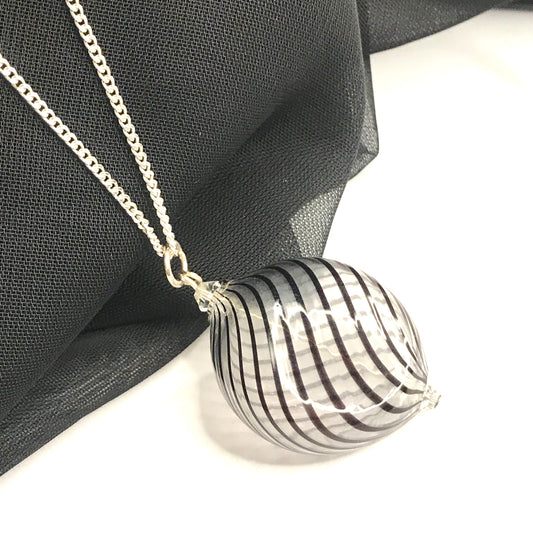 Black and white Real Murano necklace bubble pendant