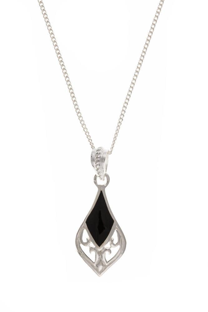Black sterling silver onyx necklace