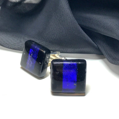 Dark Blue Black Murano Glass Cufflinks