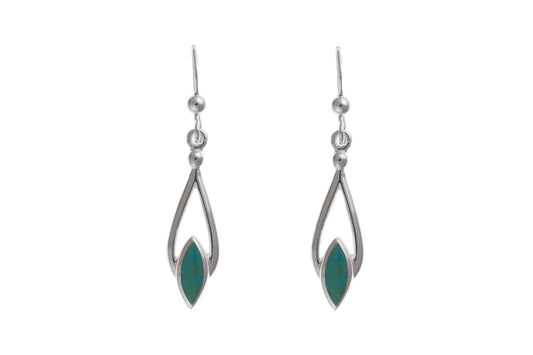 Blue Marquise Sterling Silver Turquoise Drop Earrings