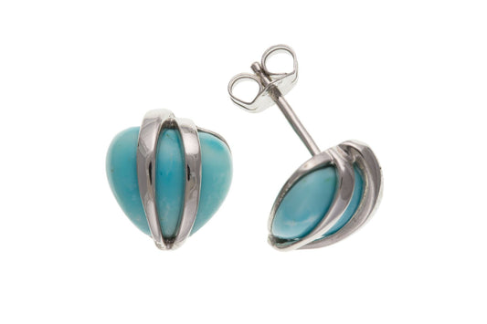 Blue Sterling Silver Turquoise Stud Earrings