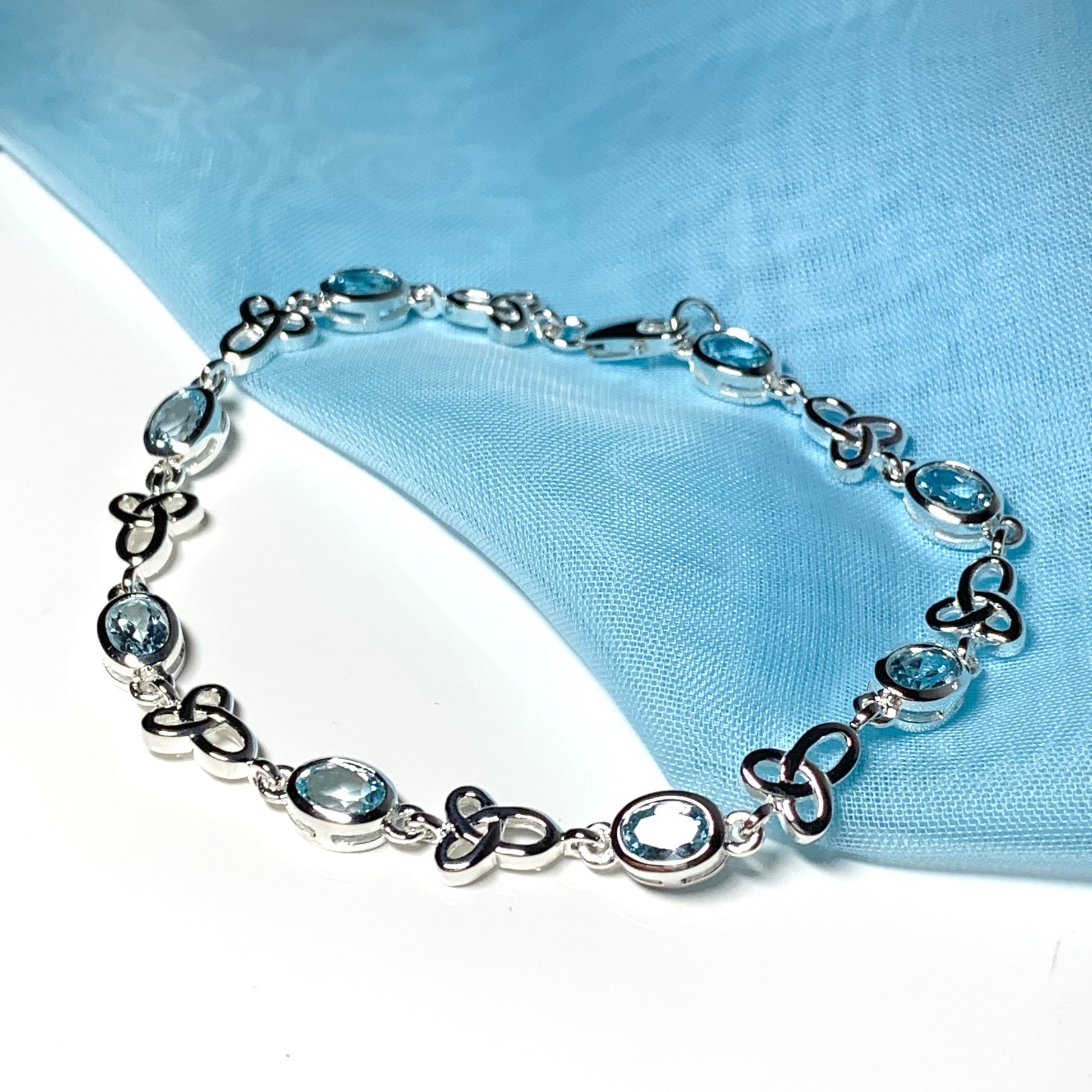 Celtic Blue Topaz Oval Sterling Silver Bracelet