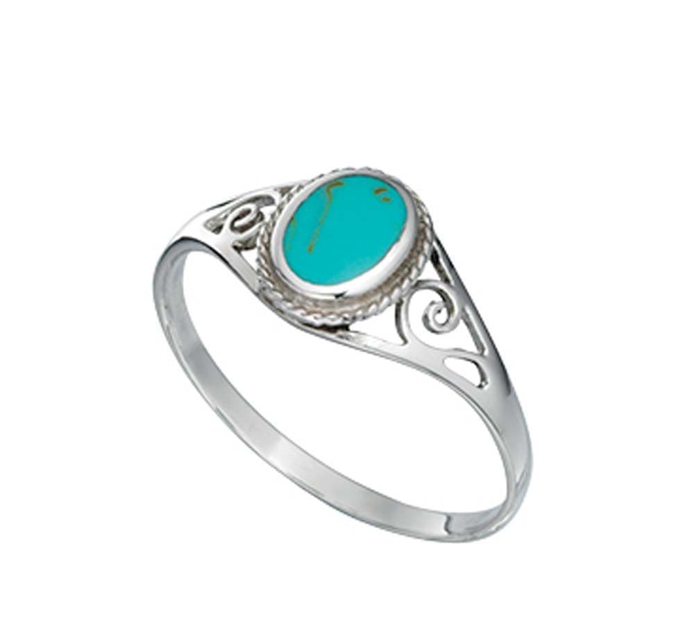 Blue turquoise oval fancy dress cocktail ring