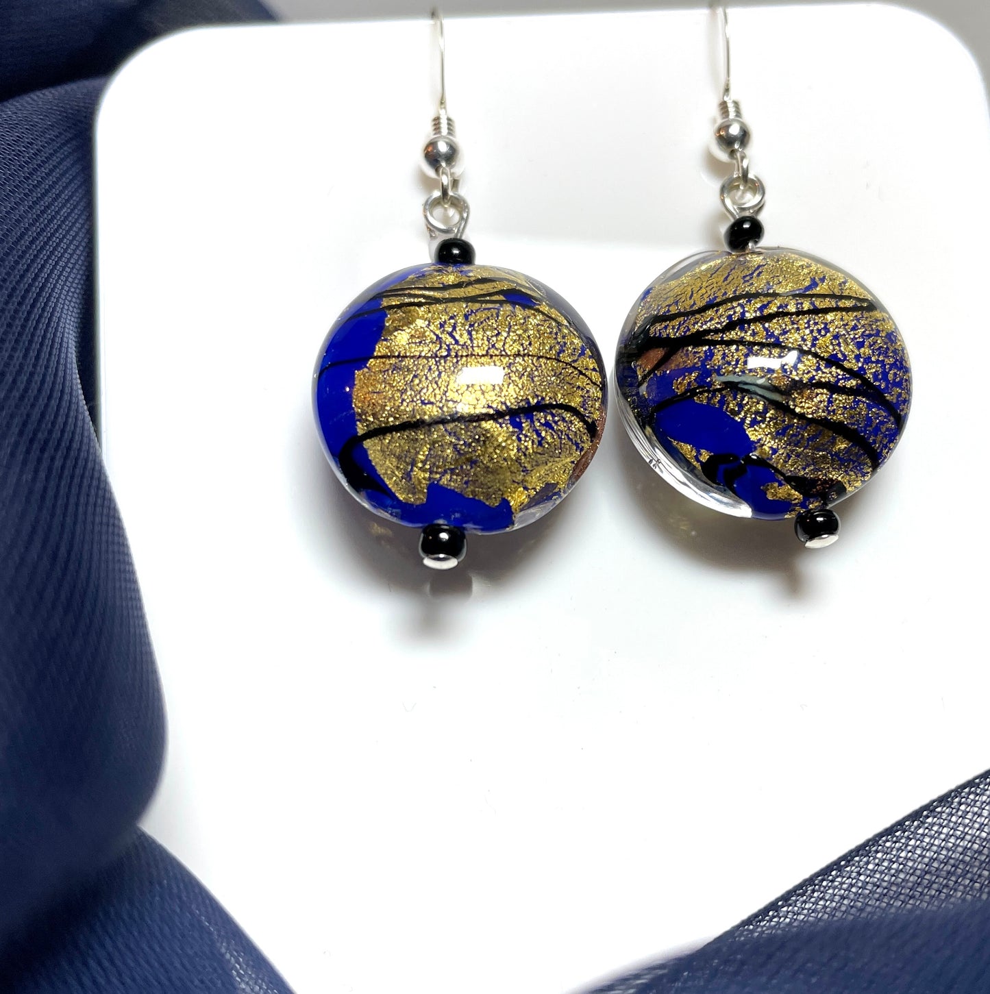 Cobalt blue Murano glass drop earrings