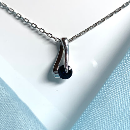 Blue sapphire white gold necklace