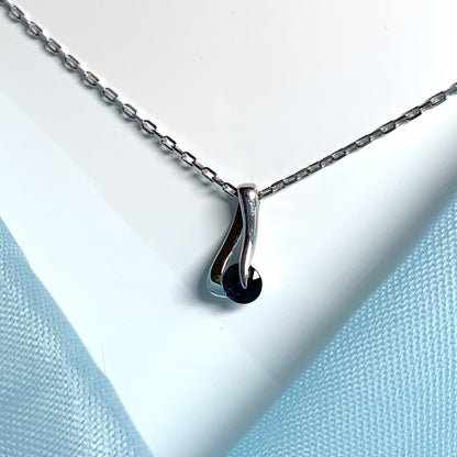 Blue sapphire white gold necklace