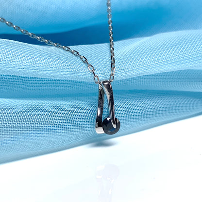 Blue sapphire white gold necklace