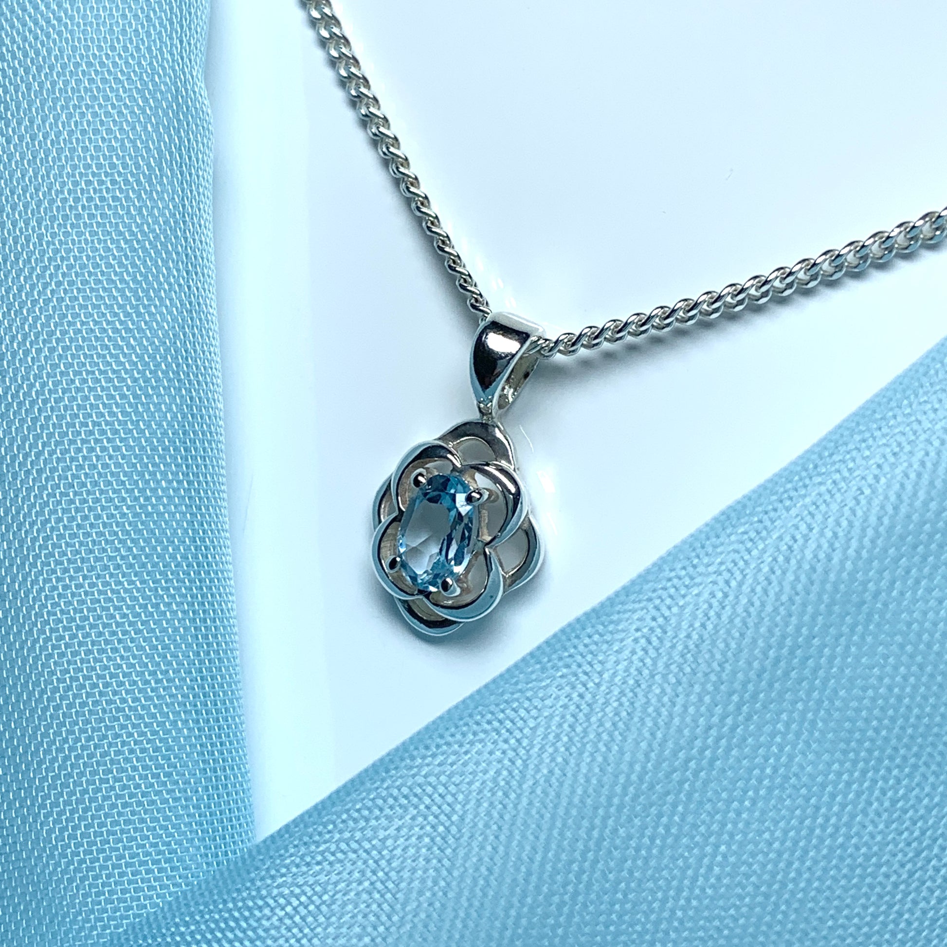 Blue topaz necklace sterling silver pendant Celtic