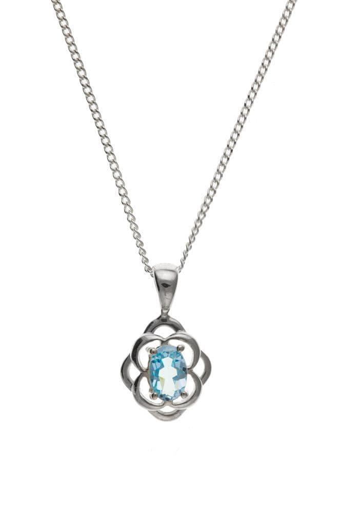 Blue topaz necklace sterling silver pendant Celtic