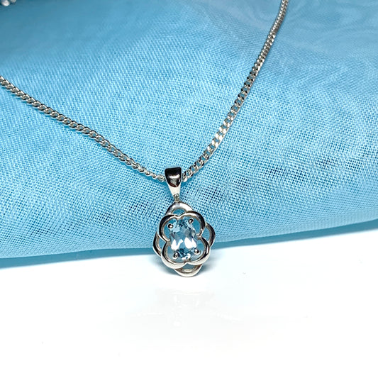 Blue topaz necklace sterling silver pendant Celtic