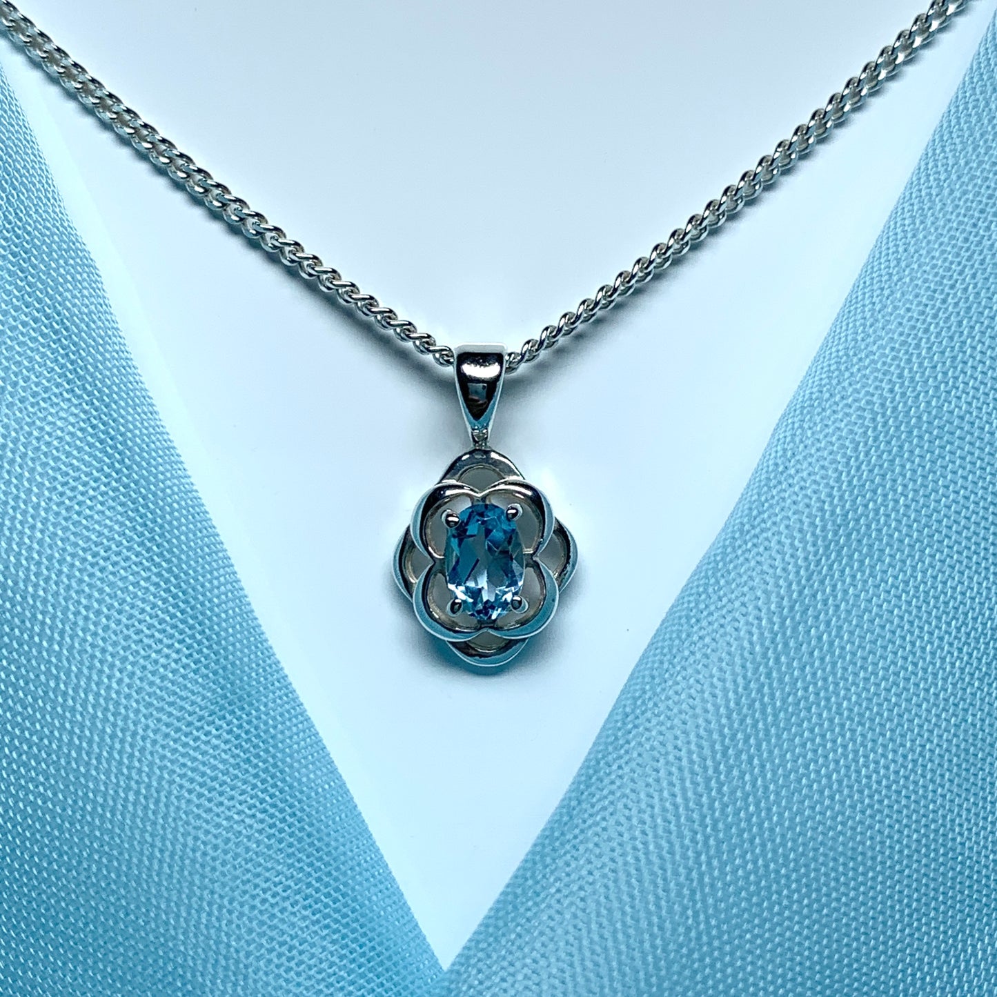 Blue topaz necklace sterling silver pendant Celtic