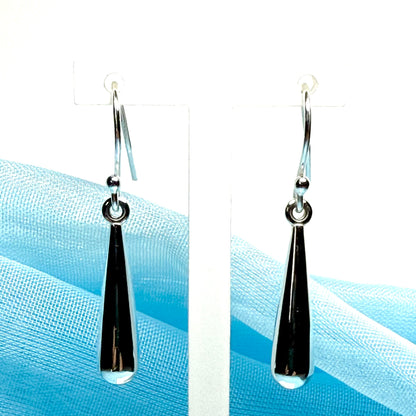 Bomber shaped plain highly polished drop earrings sterling silver